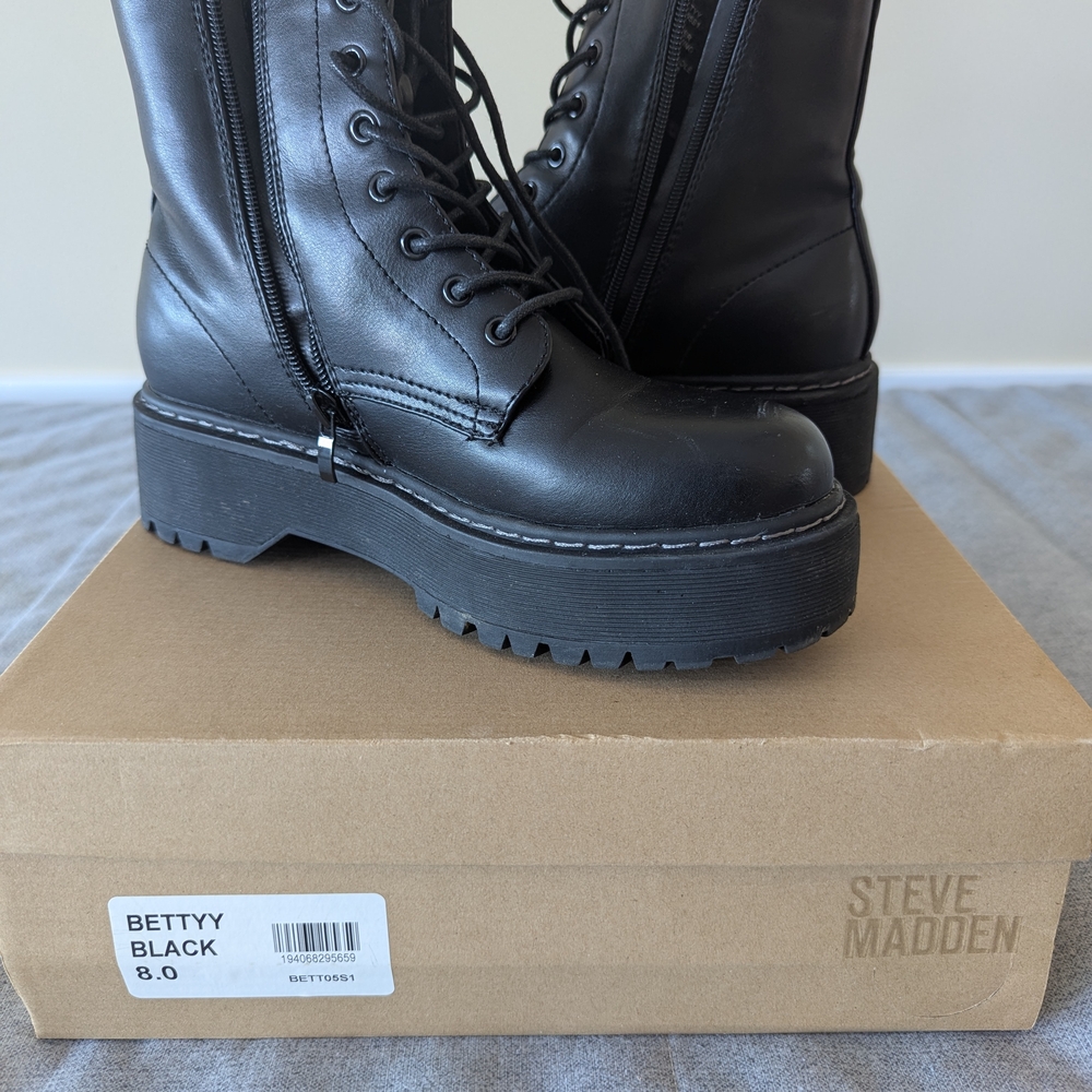 Steve Madden Women's Black Combat Boots